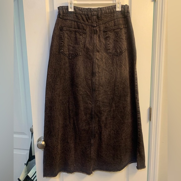 Free People We The Free Come As You Are Black Denim Jean Maxi Skirt Size 12 - Picture 4 of 7